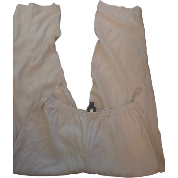 Eileen Fisher Silk Cream  Elastic Waist Pull On Wide Leg Cropped Pants Size M - Picture 1 of 4